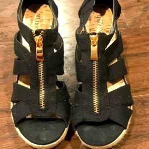 Merona Black Zip Up Wedge Heels size 6.5